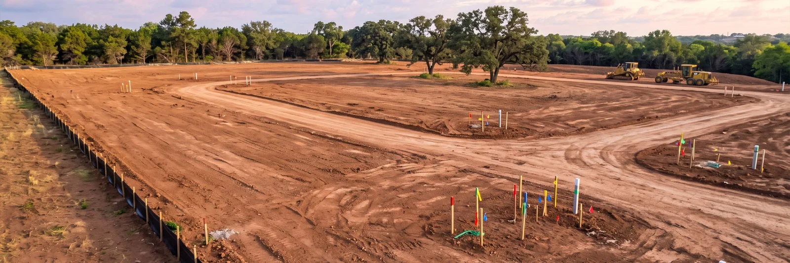 A Gulf South new-home development under construction — framed houses and graded lots in an emerging CMGT-managed community